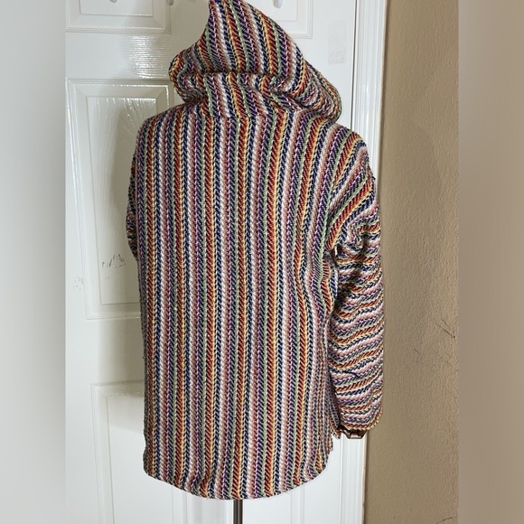 Molina Mexican Baja Hoodie Hippie Surf Poncho Sweater Size Medium Multicolor - Picture 6 of 11